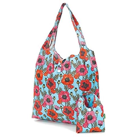 Eco Chic Reusable Foldable Shopping Bag (Poppies Blue) Cover