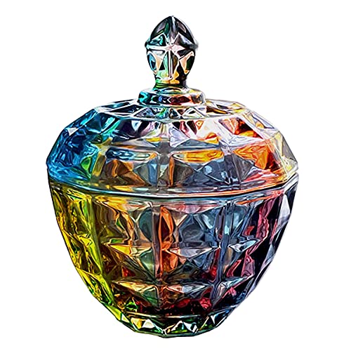 SOCOSY Embossed Colorful Glass Candy Jar Storage Jar Glass Sugar Bowl with Lid Storage Jar Decoration Jar Jewelry Box Home Decoration