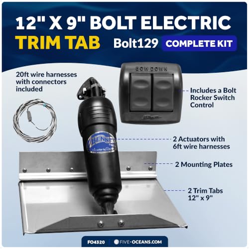Image of Bennett Marine Electric Trim Tab System 12 inch x 9 inch, Complete Kit 12V