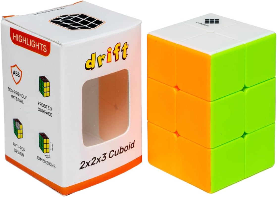 Cubelelo Drift 2x2x3 Cuboid Stickerless Puzzle | Unique Twist | Smooth Rotations for Stress Relief & Brain Teasers | Ideal Puzzle for Kids & Adults