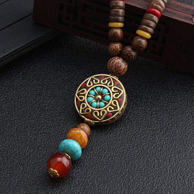 HXSCOO HXSCOO Vintage Nepal Largo Budista Mala Colgante de Cuentas de Madera & Collar Étnico Bohemio Boho Buda Joyería de la Suerte for Mujeres Hombres (Color : Style14)