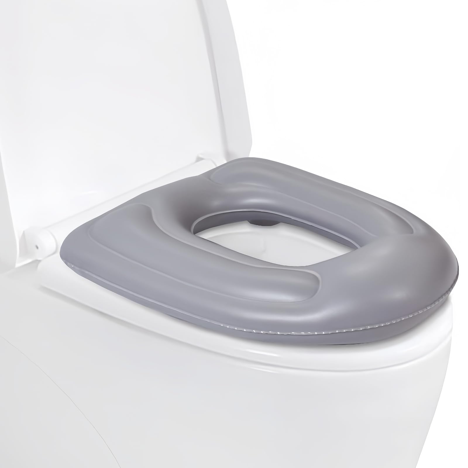 Coussin de Siège de Toilette Gonflable en PVC avec Ventouse, Réglable en Hauteur, Étanche et Confortable, Housse WC pour Adulte, Soulagement du Coccyx, Idéal Voyage et Convalescence