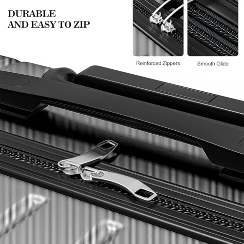 Apelila 4-Piece Expandable Suitcase Set with TSA Lock, 20% Extra Capacity, 360° Spinner Wheels, Lightweight Textured Fabric Luggage (18", 20", 24", 28") for Men and Women Travel (Black)