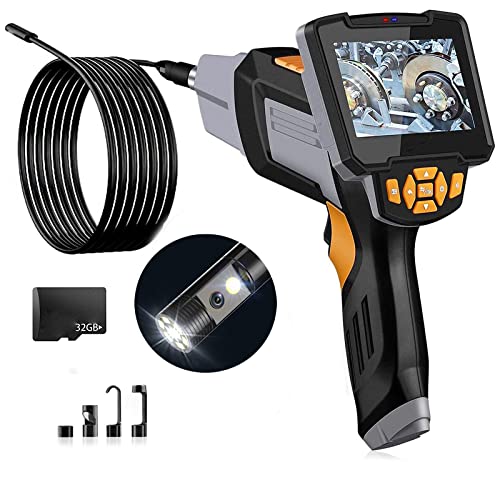 Endoskop Kamera Dual Linsen Endoskopkamera 32.8ft/10M, 8 MM 1080P Endoskop mit 4.3 Zoll HD Bildschirm, IP67 wasserdichte Inspektionskamera mit 6 LED Licht, 32GB TF Karte Cover