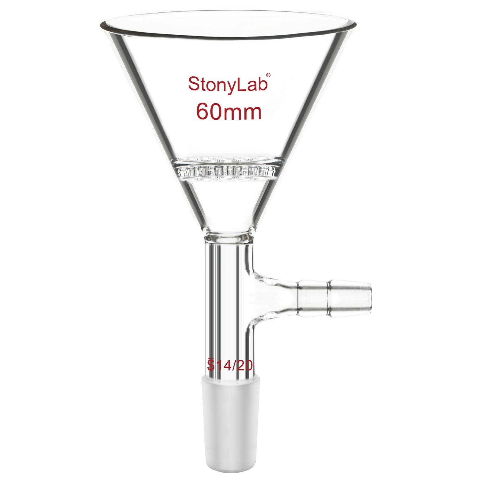 stonylab Imbuto di Filtrazione Triangolare in Vetro Borosilicato, Filtrazione a Vuoto, Filtraggio Efficiente, Giunto 14/20, Diametro 60 mm, Ideale per Processi di Filtrazione in Laboratorio
