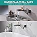 Waterfall Wall Mount Faucet Bathroom Bathtub Tub Faucet Bathroom Sink Faucet Single Handle Tub Filler Rough-in Valve Included Matte Black Modern Basin Mixer Tap