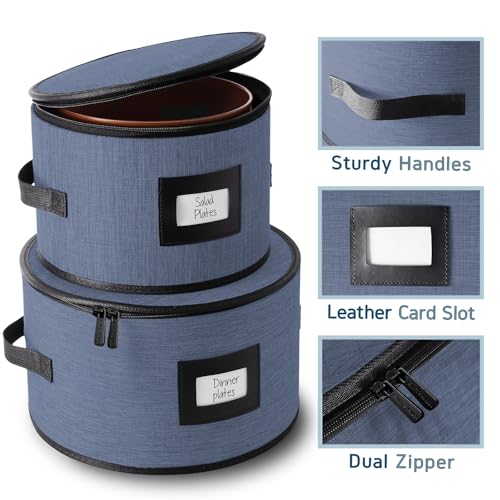Image of Hearth & Harbor Fine China Storage Containers Hard Shell 5 Piece Set, Blue