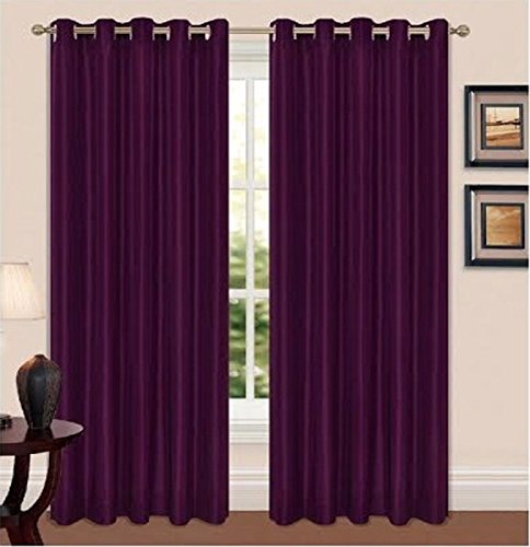 Artistic Fashionista Luxurious Quality THERMAL BLACKOUT EYELET CURTAINS Readymade Fully Lined Ring Top (90 x 90, Plum)