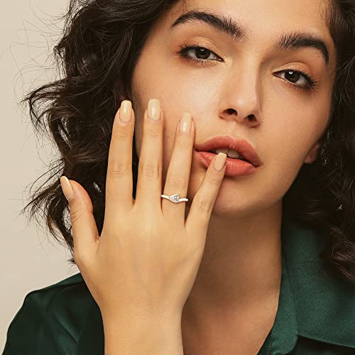 BLOSSOM & HUE Turquoise Enamel Ring | East-West Pear Shaped Solitaire CZ | 18K Gold Plated Sterling - Colorful Enamel2