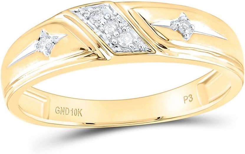 Jewels By Lux 10K Yellow Gold His Hers Round Diamond Cross Matching Wedding Set 1/5 Cttw, Womens Size 5-9, Mens Size 8-12