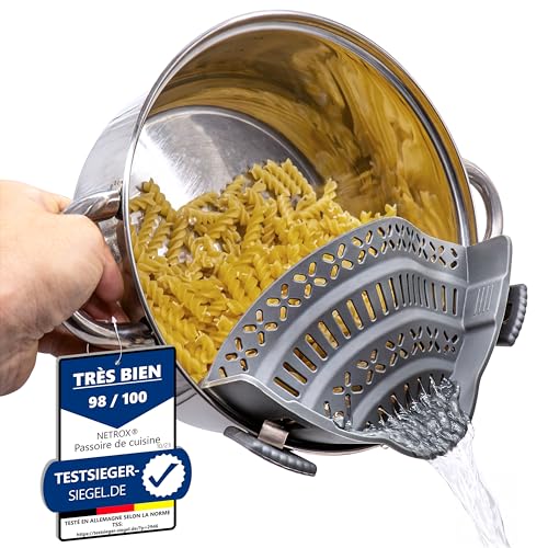 Netrox Passoire à clipser en silicone - Passoire à pâtes à suspen...