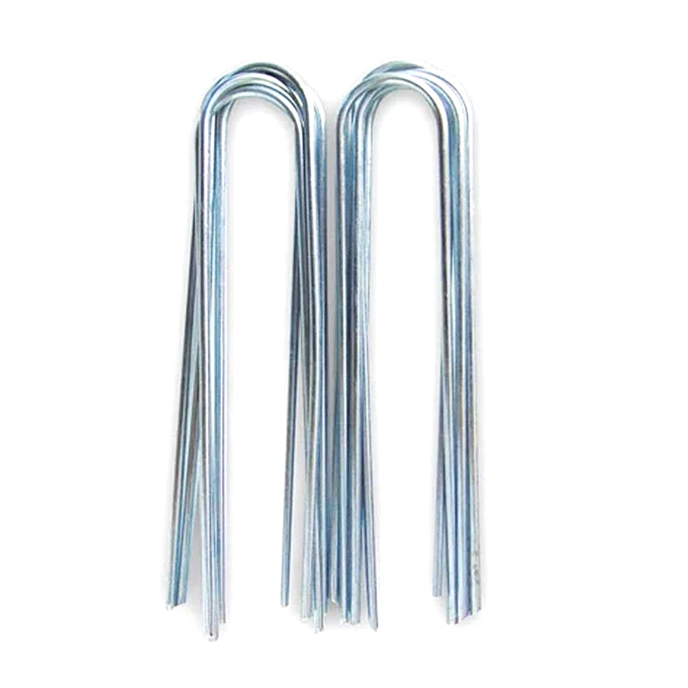Garden Pegs Stakes Staples Securing Lawn 10 Pieces U Shaped Anchor Nail Pins Galvanised Ground Grass Pegs Stainless Steel Wire Netting Membrane Weed Control Spike