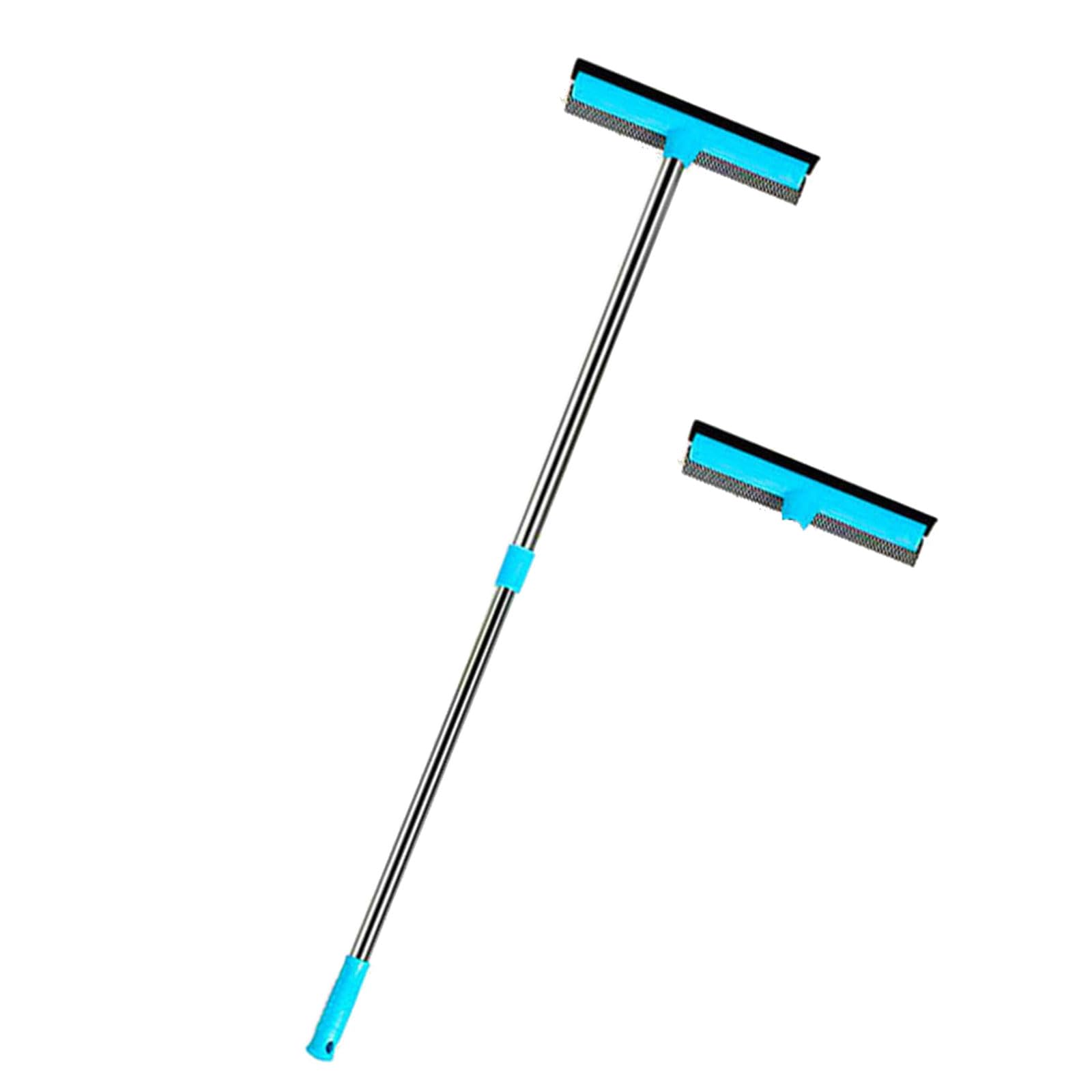 Extendable Glass Cleaner Tool with Gentle Rubber and Scrubber for Panels Vehicles Adjustable Window Squeegee