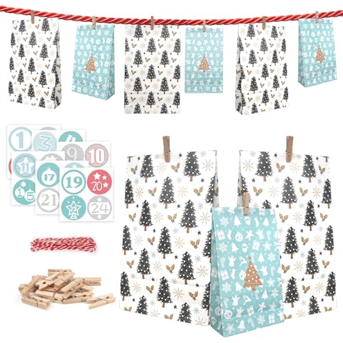 ONEHAUS Adventskalender 2025 zum Befüllen Groß, Geschenk Papiertueten Zum...