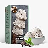 Triple Scoop Ice Cream Mix, Premium Mint Chocolate Chip, starter for use with home ice cream maker, no artificial colors or flavors, ready in under 30 mins, makes 2 qts (1 15oz box)