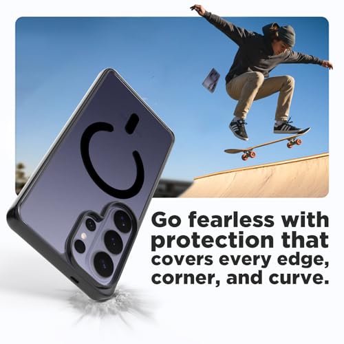 Image of RIGGEAR Shockproof Clear Hybrid Armor Magnetic Back Cover Case Compatible with MagSafe Accessories for Samsung Galaxy S26 Ultra (Clear-Black TPU Bumper + Transparent PC)(Black)