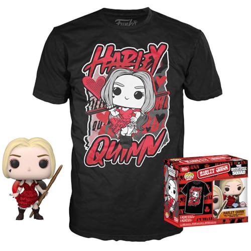 Funko Suicide Squad 2021 Pop! & tee Box (Extra Grande) Harley Quinn Diamond Glitter Collection Pop! Juego de Caja de Figura y Camiseta de Vinilo