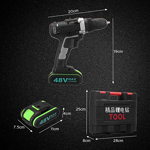 QHYXT 48-V-Akku-Bohrmaschine 18+1 Drehmomentanpassungs-Schraubendreher Bohrschrauber 2 Li-Ion-Akku-Toolkit… – Bild 4