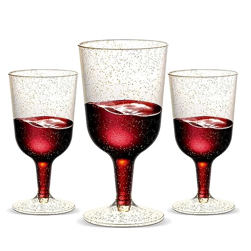 TSLBW 25 Stück Weingläser, 160 ml, wiederverwendbare Glitzer-Champagnerflöten, unzerbrechliche Acryl-Weingläser, Stiel, Party, Weinbecher, Kristallwein, Cocktailbecher für Hochzeit, Geburtstag