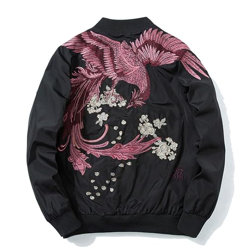 XYXIONGMAO Phoenix Hand Embroidery Personality Japanese hip hop streetwear windbreaker Flight Black Bomber Tactical Jacket