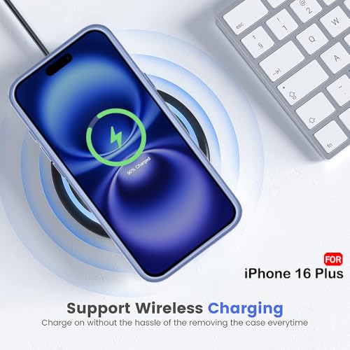 Image of TheGiftKart Ultra-Hybrid Shockproof Back Cover Case for iPhone 16 Plus Compatible with MagSafe | Crystal Clear Hard Back Cover Case for iPhone 16 Plus (PC & TPU, Transparent Clear Back, Blue Bumper)