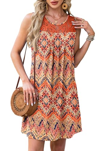 Image of BKRIVE Womens Lightweight Sleeveless Summer Dresses | Lace Yoke Neckline, Figure-Flattering for All Shapes - Ideal Beach Cover-Up & Hot-Weather Travel Essential
