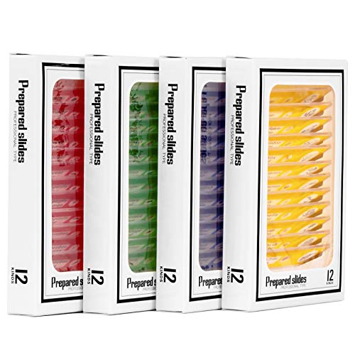 Andonstar 48 PCS Microscope Prepared Slides Insects Plants Animals Vegitables Slide Kits Specimens for Kids Stereo Microscopes