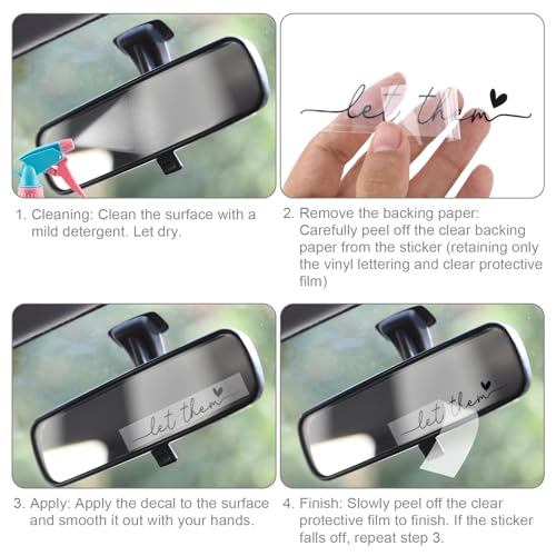 Image of 3pcs Let Them Rearview Mirror Stickers, Vinyl Funny Rear View Decals Positive Affirmation Car Label Car Decor Accessories Gifts for Women(3 Colors)