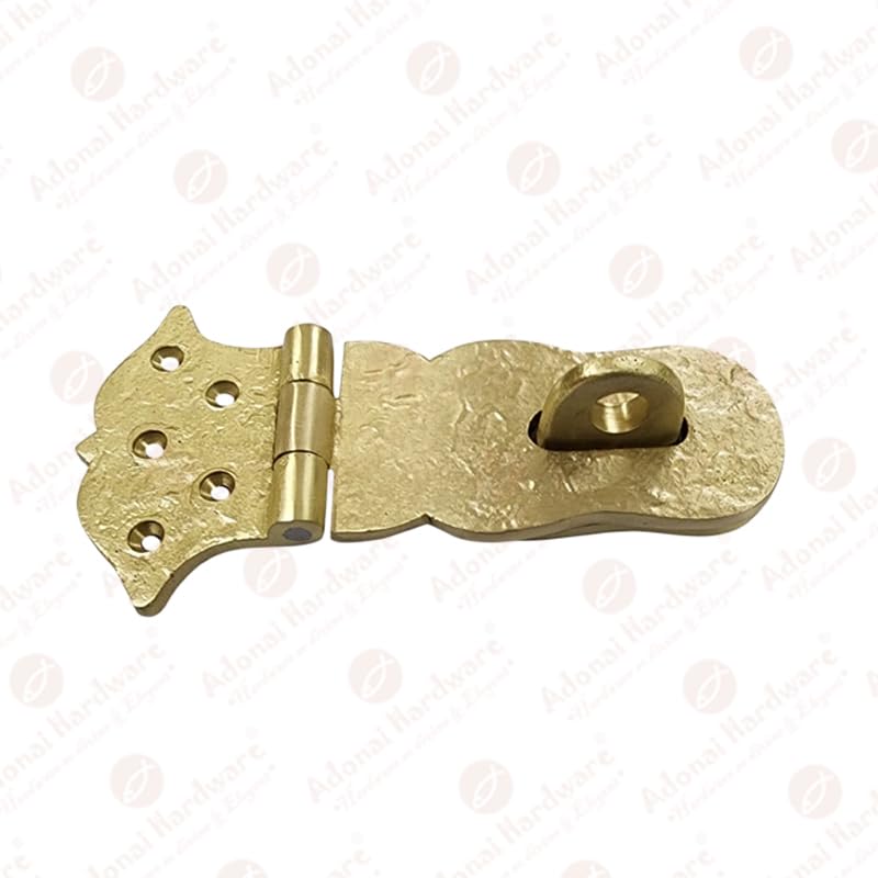Image of Adonai Hardware inchParan inch Heavy Duty Brass Safety Locking Hasp and Staple (6 inch x 1 Pack, Satin Brass) for Vintage Pirates Treasure Chest, Trunk, Wooden Jewelry Box, Cases, Furniture and Sheds