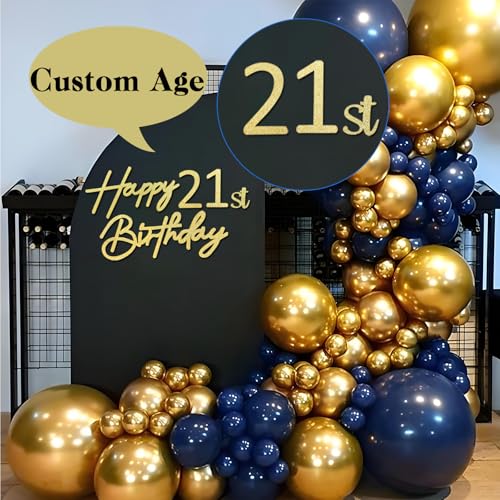 Image of Happy Birthday with 0-9 Numbers Sign for Backdrop - Glitter Felt Custom Age Happy Birthday Decal for Balloon Arch Birthday Decorations Baby Shower - Glitter Gold