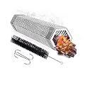 Smoker 12" Stainless Steel Tube BBQ Smoker Tube, Potable Hot or Cold Smoking for Smoking Beef, Chicken and Fish, 5 Hours of Billowing Smoke, Free Tube Brush and hook
