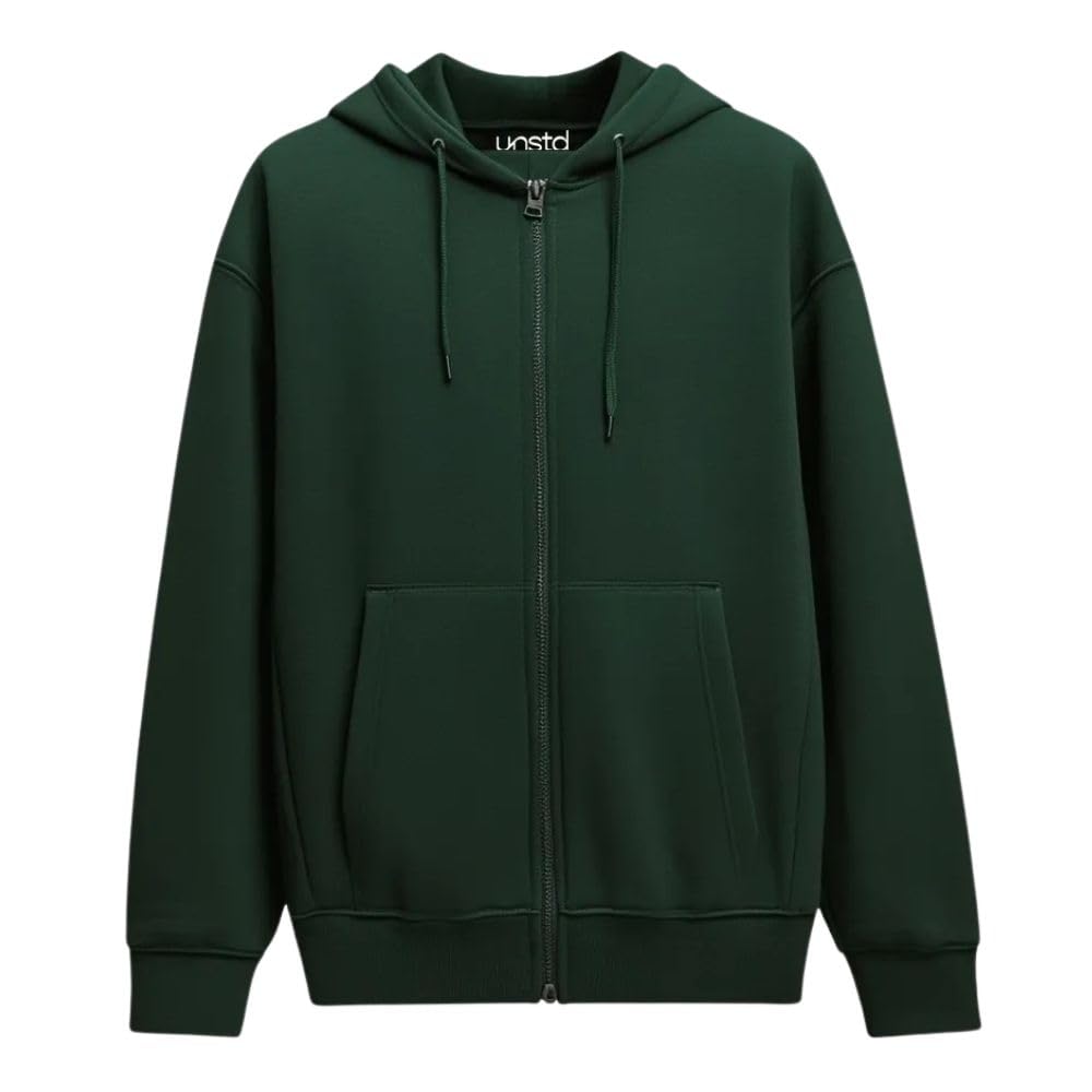 - Men Solid Maroon Zip-Up Hoodie | Full Sleeve Hooded Sweatshirt with Kangaroo Pockets | Casual Winter Wear for Men