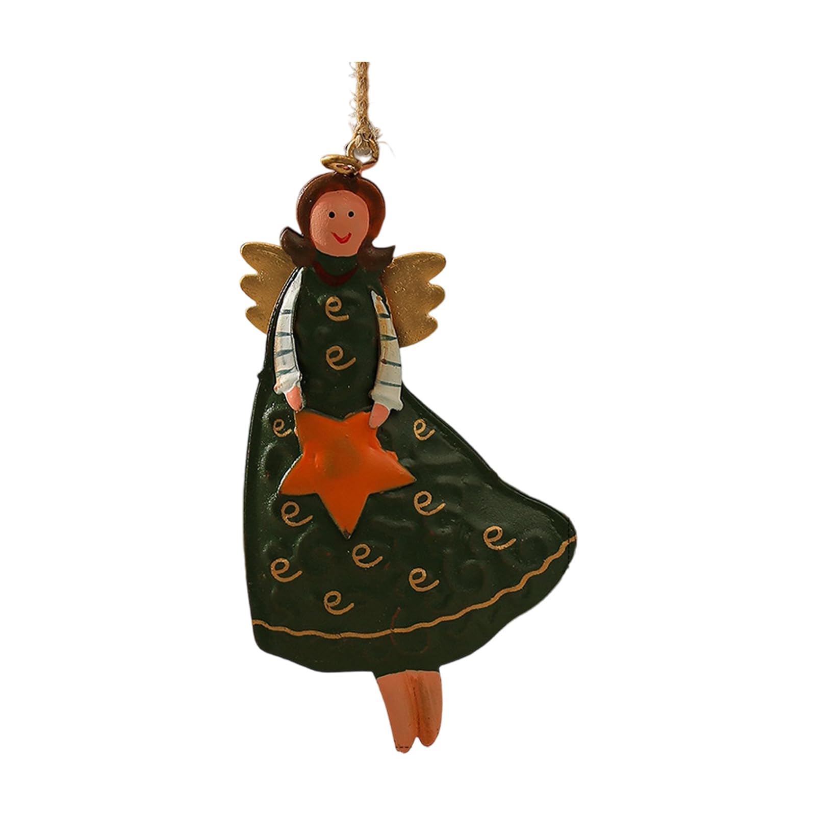 Xinsheinelry Permanent Rural Patron Girl Christmas Tree Decoration Celebratory Home Accent for Family Gathering Happiness Old Iron Christmas Decoration