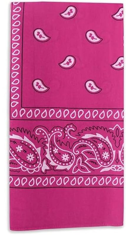 DIKHAWA Soft Breathable Cotton Paisley Bandana Handkerchief For Hair Head Bike For Men & Women (PINK,YELLOW_50CM X 50CM_Pack of 2) 1