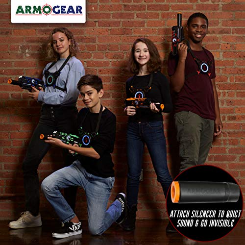 ArmoGear Rechargeable Laser Tag - Laser Tag Guns and Vests Set of 4 with Removable Silencers – Indoor & Outdoor Lazer Tag Set for Kids Boys & Adults Age 8+ - Thumbnail 4