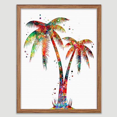 Palm Trees Watercolor Poster Coastal Art Print Tropical