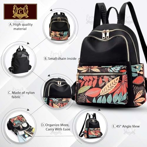 Image of Ethnic Style Waterproof Oxford Backpack for Women & Girls | Fashion Travel Canvas Look Nylon Bag | Large Capacity Printed Laptop Backpack for College