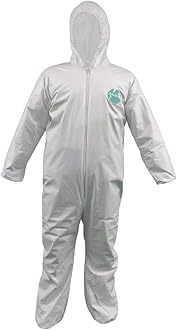 Andes Safety A1428 Microporous Coated Disposable Protective Coverall, with Hood, Elastic Wrists and Ankles, 1 Piece per Bag