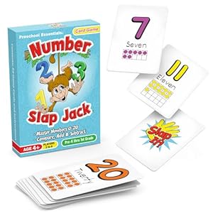 Number Slap Jack a Math Card Game for Kids Ages 4 and Up | The Easy Way to Learn Numbers 0-20 | 4 Fun Ways to Play | Featuring Ten Frames and Operator Cards ,+,-,= | PreK – 1st Grade