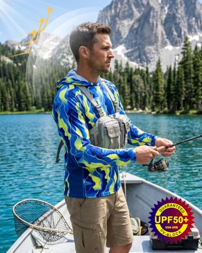 Image of FISHEAL Men's Camo Fishing Hoodie, UPF 50+ Long Sleeve Sun Protection Shirt