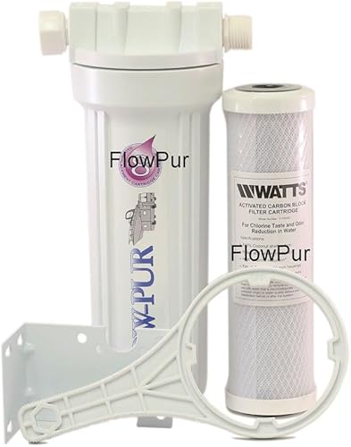Watts 520021 filtro de agua simple con accesorios de manguera de jardín para cámper y botes