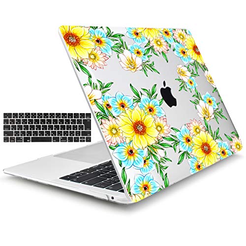 TwoL ひまわり:マックブックハードケース+日本語キーボードカバー2016 2017 2018 2019 MacBook Proの13インチタッチバーシェルカバー対応1 2