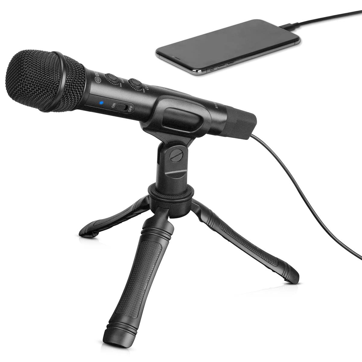 BOYA BY-HM2 profesjonalny mikrofon ręczny do iPhone, Android i komputera, ze złączem USB C i Lightning