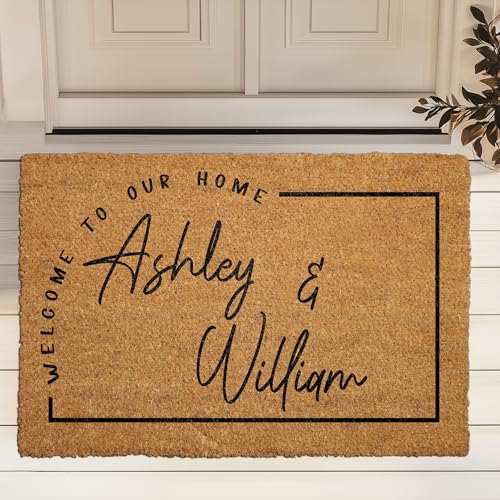 Personalized Coir Welcome Mat with Custom Name - Ideal Wedding Gift for Couples, Housewarming Decor, and Home Entryway Style - Image 2