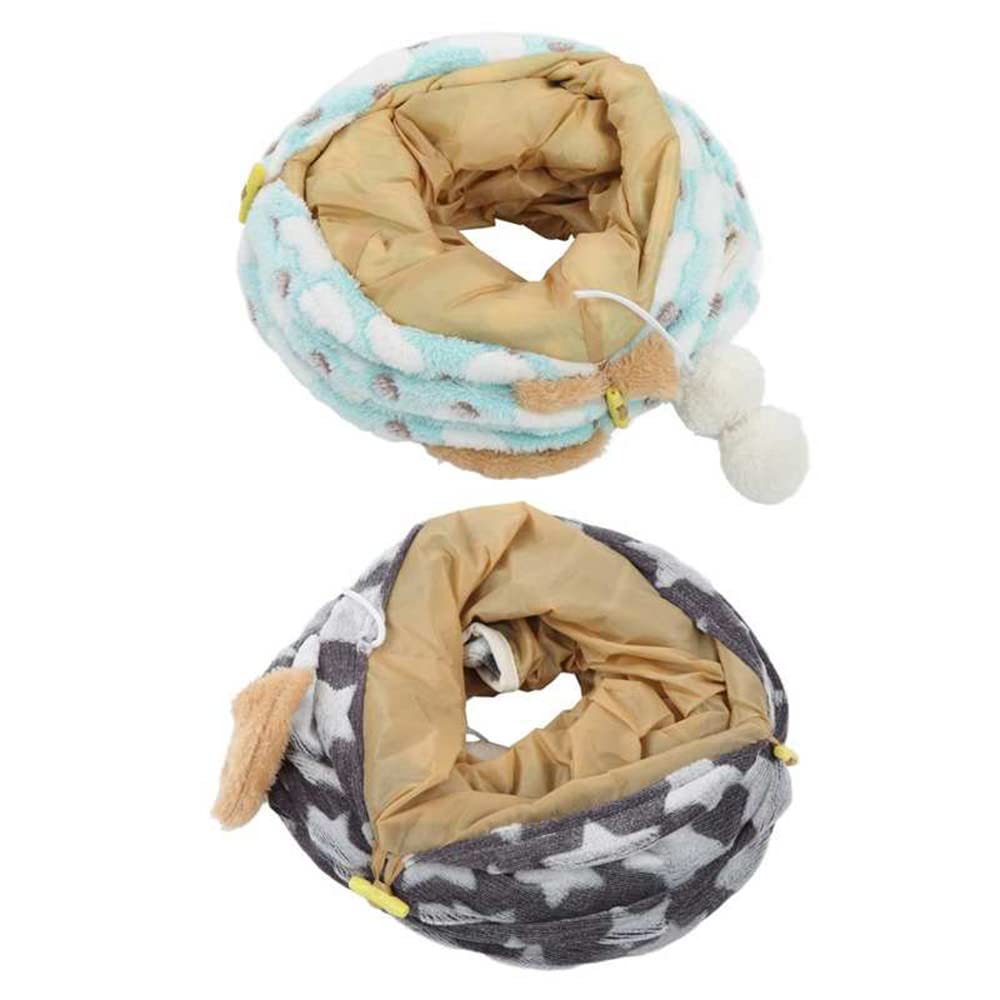 Tunnel De Peluche De Chat 120Cm Tunnel Toy Chat Oreille De Chat Pliable Tunnel De Chat avec Boule pour Petits Animaux De Compagnie Chat