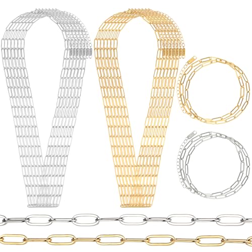 Wisreach 16 PCS 18K Gold Plated Paperclip Necklace — 18 Inch Stainless Steel Necklace Chains with 2 Inch Extender for Jewelry Making, Durable & Tarnish-Resistant Charm Chains for Women (Gold & Silver) by Wisreach - Used condition - US$16.23