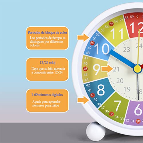 Reloj Despertador Luminoso,Metal Reloj Despertador Campana analógico,silencioso, con luz Nocturna Funciona con Pilas, para el hogar (4 Pulgadas) (Reloj Despertador Redondo) - imagen 3