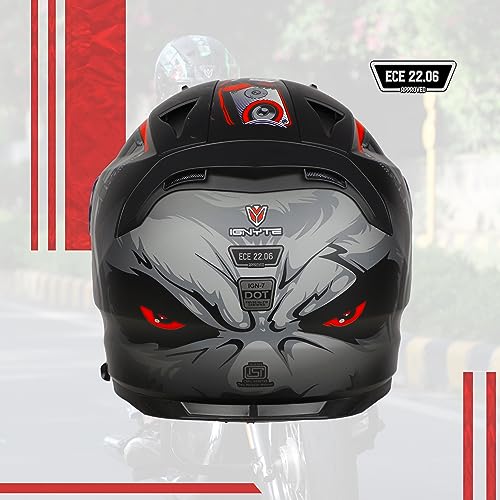 Image of Ignyte IGN-7 Bug ECE 22.06 /ISI /DOT Certified Full Face Graphic Helmet with Outer Anti-Fog Clear Visor and Inner Smoke Sun Shield