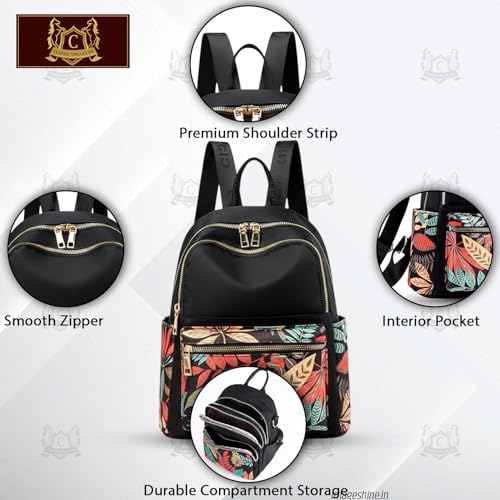Image of Ethnic Style Waterproof Oxford Backpack for Women & Girls | Fashion Travel Canvas Look Nylon Bag | Large Capacity Printed Laptop Backpack for College