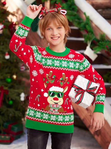 Image of BesserBay Unisex Kids Ugly Christmas Sweater Funny Tacky Knit Winter Pullover 4-14 Years